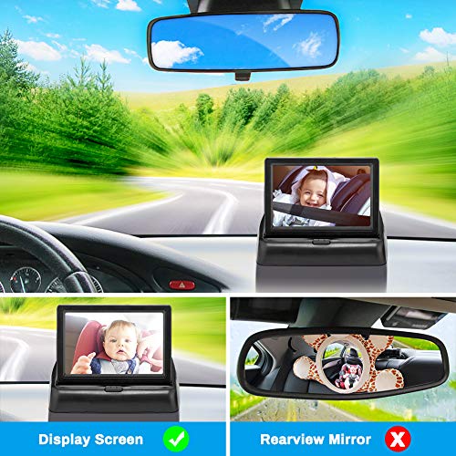 Welltop Espejo Retrovisor Coche Bebé, Bebé Coche Espejo, Cámara de Coche para Vigilar al Bebé en el Coche, Cámara para Coche de Bebé Ajustable de 360 ° con Vista Amplia de 150 °