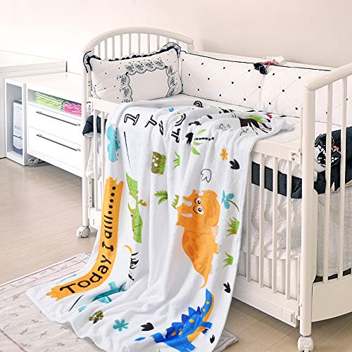 WERNNSAI Dinosaurio Manta de Hito Bebé Mensual - Suave Franela Guardería Mantas de Cama para Muchachos Baby Shower Regalos Recién Nacido