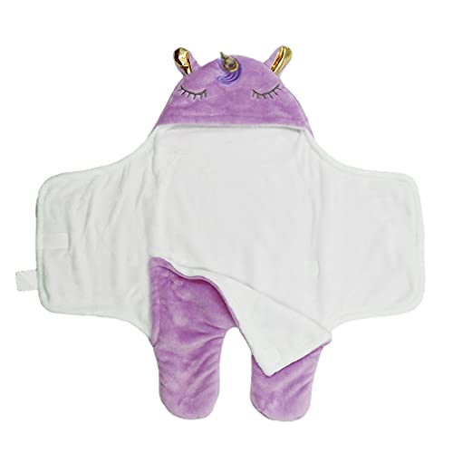 Wetry Saco de Dormir Bebe Unicornio Manta Envolvente Bebe Recien Nacido Invierno Térmico Swaddle Wrap Manta Bebe Unicornio Regalo Bebe Recien Nacido Niña, 0-3 Meses Púrpura