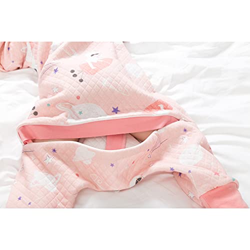 wetry Saco de Dormir con Pies para Bebé,Manga Larga Algodón Cómodo Ropa de Dormir Bebe Pijama Manta Niño Niña Unisex,Planeta Rosa/L