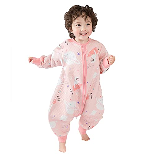 wetry Saco de Dormir con Pies para Bebé,Manga Larga Algodón Cómodo Ropa de Dormir Bebe Pijama Manta Niño Niña Unisex,Planeta Rosa/L