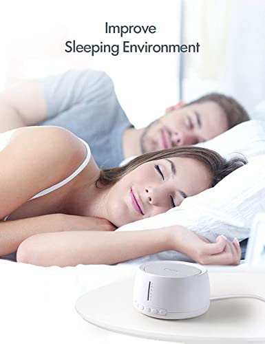 White Noise Machine - Dispositivo portátil para dormir con 30 sonidos relajantes, temporizador, función de memoria para el hogar, la oficina o los viajes, alimentado por USB, color blanco