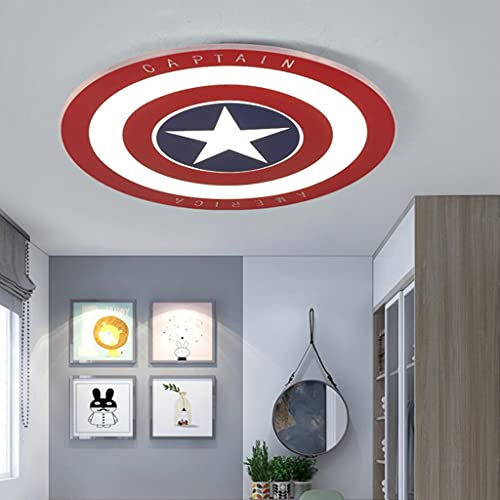 WJLL LED Lámpara De Techo con Control Remoto Regulable Capitan America Proteger Plafón Luz Chico Chica Dormitorio Interiores Iluminación Dibujos Animados Cuarto De Los Infantil de Techo,50cm