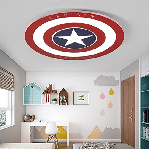 WJLL LED Lámpara De Techo con Control Remoto Regulable Capitan America Proteger Plafón Luz Chico Chica Dormitorio Interiores Iluminación Dibujos Animados Cuarto De Los Infantil de Techo,50cm