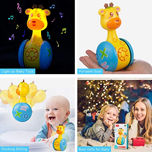 WolinTek Juguetes educativos tempranos,Juguetes Bebe ,Juguetes Musicales para Niños,Juguetes de Vaso de Jirafa Juguete de Sonido con Música y Luz,Máquina de Aprendizaje Regalo de Juguete