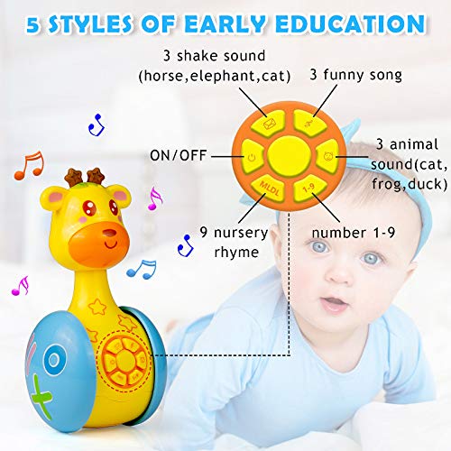 WolinTek Juguetes educativos tempranos,Juguetes Bebe ,Juguetes Musicales para Niños,Juguetes de Vaso de Jirafa Juguete de Sonido con Música y Luz,Máquina de Aprendizaje Regalo de Juguete