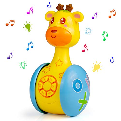 WolinTek Juguetes educativos tempranos,Juguetes Bebe ,Juguetes Musicales para Niños,Juguetes de Vaso de Jirafa Juguete de Sonido con Música y Luz,Máquina de Aprendizaje Regalo de Juguete