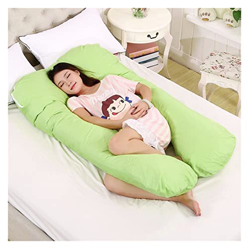 WXKJD Almohada de Soporte for Dormir for Mujeres Embarazadas PÁGINAS Conejo de algodón Imprimir U Forma Forma de Maternidad Almohadas Embarazo Lado Durmiente (Color : Green)