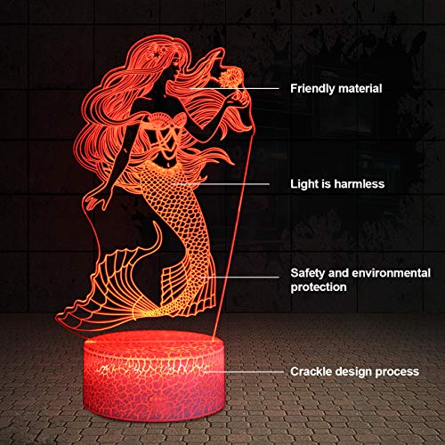 XEUYUTR Mermaid LED Light Gifts Mermaid Princess 16 colores cambiantes para niñas niños niños niños dormitorio sala de estar lámpara de luz nocturna decoración del hogar fiesta niños juguetes