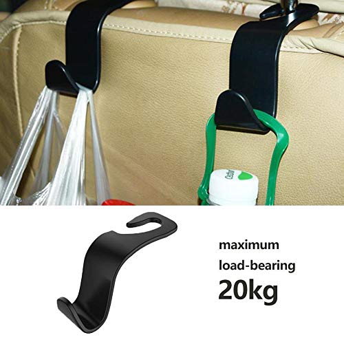 XIAOL Gancho para reposacabezas de asiento de coche, 1 paquete de organizador de almacenamiento universal para bolso, bolso, abrigo, ajuste universal, coche, negro, tipo S