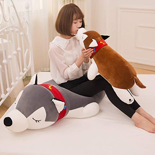 Xiaotian Y Felpa de algodón Abajo Almohada Suave Juguete de Regalo de cumpleaños del Perro Chica Linda Almohada los niños acompañan a Dormir 135cm,Marrón,50cm