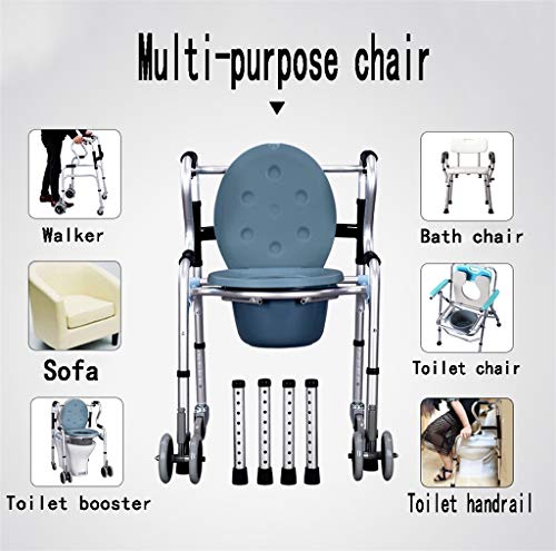 XIUYJBD Asiento De Inodoro para Ancianos Silla De Inodoro De Aluminio Plegable Inodoro Inodoro Inodoro Mujeres Embarazadas con Asiento De Inodoro con Rueda