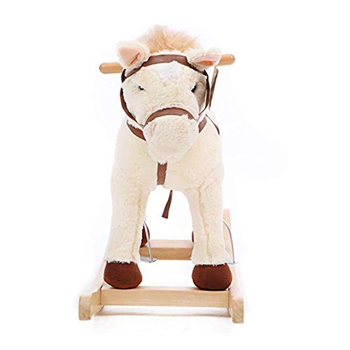 XMJ niño del Caballo de oscilación de Madera del niño de Felpa de una Silla Estribo Ride Juguete Activa la Boca, moviendo la Cola de Sonido, yo-yo de Coches, cumpleaños de Juguete de Regalo