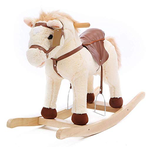 XMJ niño del Caballo de oscilación de Madera del niño de Felpa de una Silla Estribo Ride Juguete Activa la Boca, moviendo la Cola de Sonido, yo-yo de Coches, cumpleaños de Juguete de Regalo