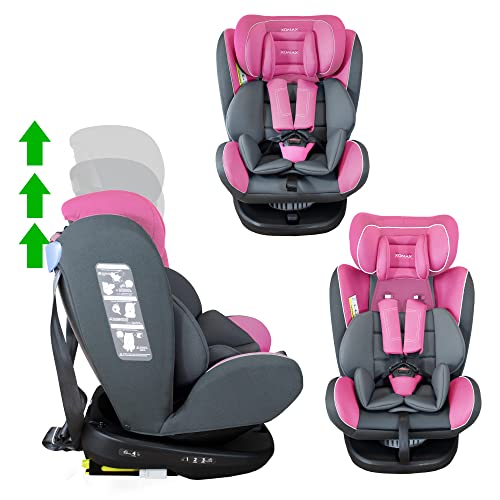 XOMAX 916 Silla de coche Isofix giratoria 360 grados I inclinable I Grupo 0+/1/2/3 I evolutiva 0-36 kg, 0-12 años I Funda extraíble y lavable I ECE R44/04