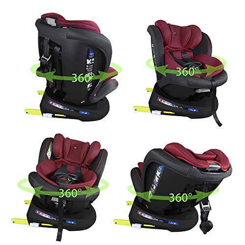 XOMAX S64 Silla de coche Isofix giratoria 360 grados I inclinable I Grupo 0+/1/2/3 I evolutiva 0-36 kg, 0-12 años I Funda extraíble y lavable I ECE R44/04