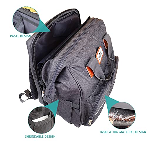 XXRCBag Bolsa de pañales Bolsa de momia mochila multifuncional gran capacidad mochila grande bebé general viajes compras papá salir con bebé magia, Mejora negra,