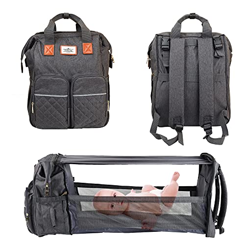 XXRCBag Bolsa de pañales Bolsa de momia mochila multifuncional gran capacidad mochila grande bebé general viajes compras papá salir con bebé magia, Mejora negra,