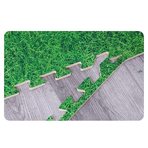 YANGJUN Suelo Goma Alfombra Puzzle Bebe Antideslizante Resistente Al Desgaste Anti Caída Césped Verde Habitación (Color : Green, Size : 60x60x1cm-6PCS)