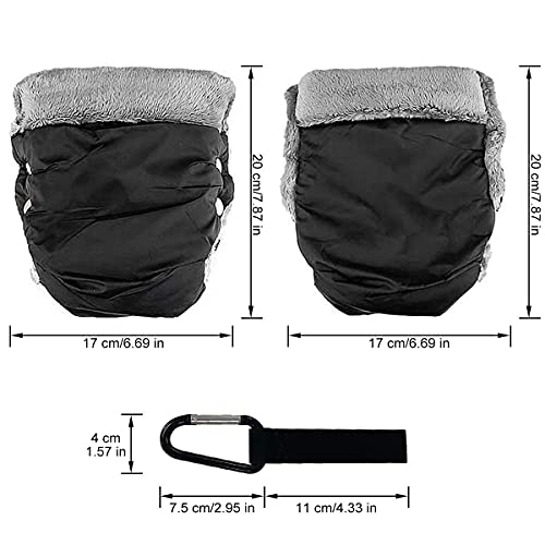 Yesloo - Calentador de manos para cochecito de bebé, guantes con forro polar, transpirable, resistente al viento, tamaño universal para cochecito, remolque de bicicleta (con gancho para el cochecito)