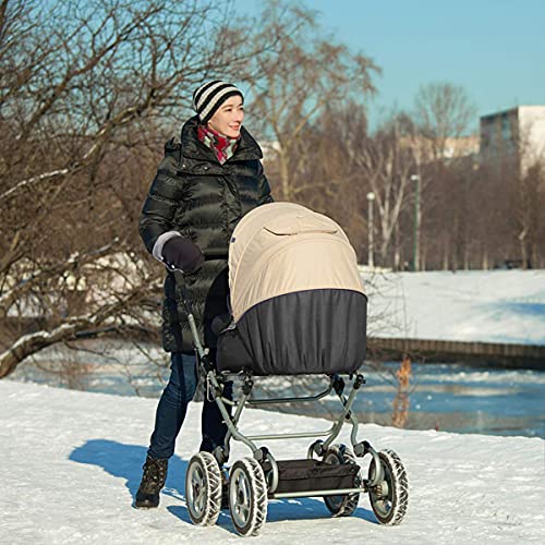 Yesloo - Calentador de manos para cochecito de bebé, guantes con forro polar, transpirable, resistente al viento, tamaño universal para cochecito, remolque de bicicleta (con gancho para el cochecito)