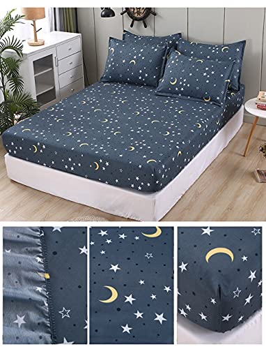 YFDC Funda De Colchón De Sábana Ajustable Sólida Acolchada con Banda De Goma Elástica En Todos Los Sentidos Sábana Antideslizante A Prueba De Polvo 1 Uds (Xingyue Legend,Pillowcase48x74cmx2)