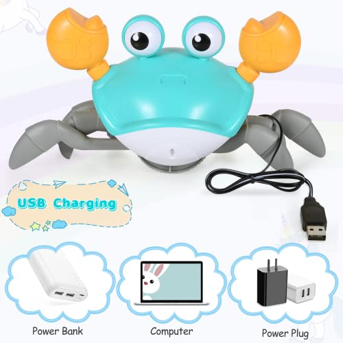 Ykgutilu Juguetes eléctricos de Cangrejo de Escape de inducción, Juguetes educativos para niños de Cangrejo de Carga USB móvil, Juguetes de música para bebés