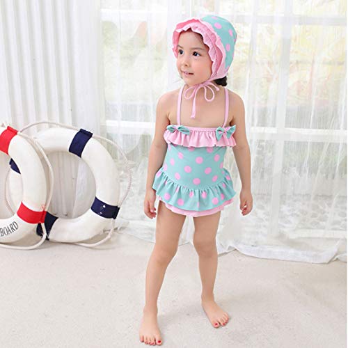 YONKINY Traje de Baño Bebé Niñas+Sombrero De Sol Verano Bañador De Playa Linda Volantes Conjunto de Bikini Una Pieza Monokini Swimwear Vacaciones Ropa 0-6 Años (1-2 años)