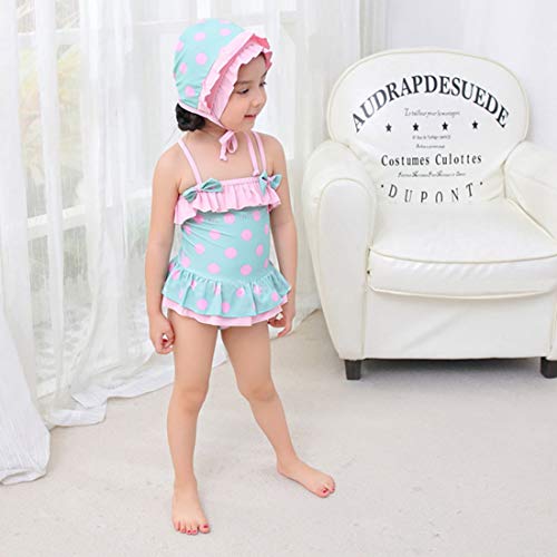 YONKINY Traje de Baño Bebé Niñas+Sombrero De Sol Verano Bañador De Playa Linda Volantes Conjunto de Bikini Una Pieza Monokini Swimwear Vacaciones Ropa 0-6 Años (1-2 años)