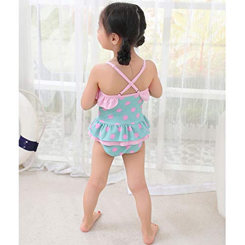 YONKINY Traje de Baño Bebé Niñas+Sombrero De Sol Verano Bañador De Playa Linda Volantes Conjunto de Bikini Una Pieza Monokini Swimwear Vacaciones Ropa 0-6 Años (1-2 años)