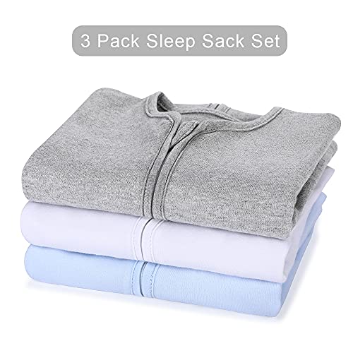 Yoofoss Saco de Dormir para Bebés 3 paquetes 100% algodón Cremalleras de 2 vías Saco de Dormir Bebe 1.0 TOG Unisex (S, Multicolor)