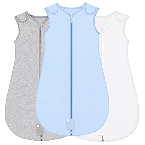 Yoofoss Saco de Dormir para Bebés 3 paquetes 100% algodón Cremalleras de 2 vías Saco de Dormir Bebe 1.0 TOG Unisex (S, Multicolor)