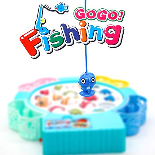 yoptote Juego de Pesca de Mesa Juguete Musical Educativo Peces Rotativos Coloridos Juguetes Eléctricos para Niños Niñas 3 4 5 Años