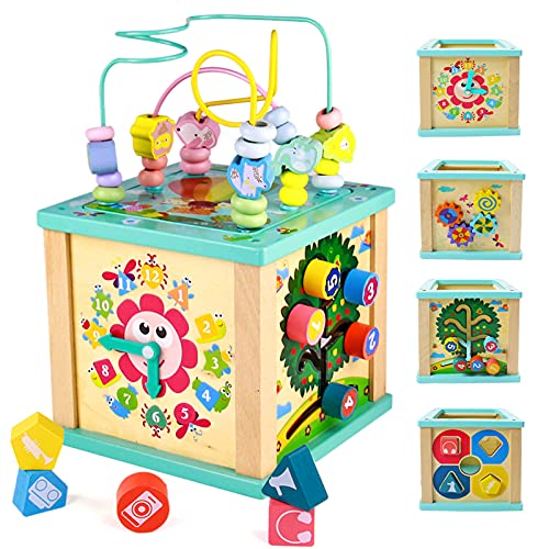 yoptote Mesa Actividades Bebe Juguetes Niños 1 Año 5 en 1 Cubo Actividades Bebe Abaco Torre de Aprendizaje Giochi Bambini Bebe 1 Años Juegos Educativos Niños 2 Años Pascua Regalos