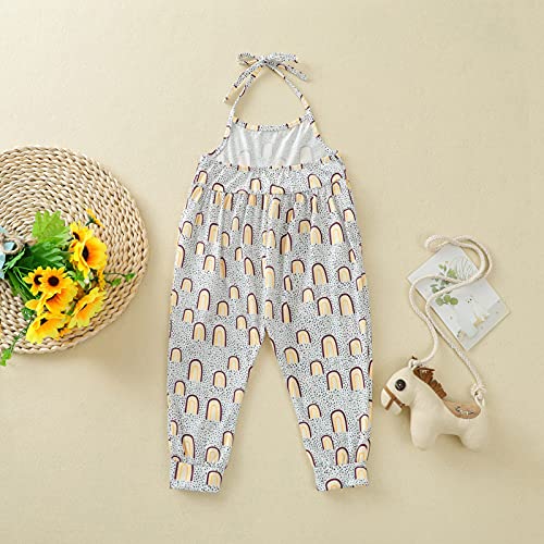 YWLINK 1 UNID Mono con Cuello Halter Y Cabestrillo Moda Encantadora NiñO Bebé NiñAs Correas Mamelucos Monos Pieza Pantalones Ropa Mono Infantil Sin Mangas con Estampado De TeñIdo Anudado Y ArcoíRis