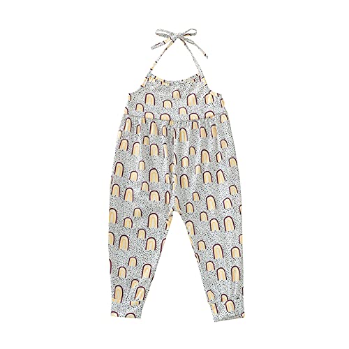 YWLINK 1 UNID Mono con Cuello Halter Y Cabestrillo Moda Encantadora NiñO Bebé NiñAs Correas Mamelucos Monos Pieza Pantalones Ropa Mono Infantil Sin Mangas con Estampado De TeñIdo Anudado Y ArcoíRis