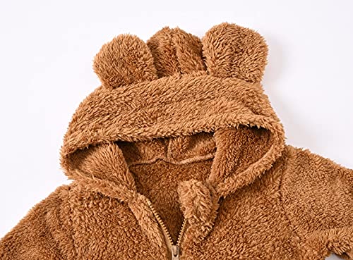 YWLINK Bebé Traje De Nieve Ropa De Invierno Footed Peleles NiñOs NiñAs CáLido Fleece Mameluco Con Capucha Mono CáLido Engrosado Chaqueta Con Cremallera De Oso De Dibujos Animados