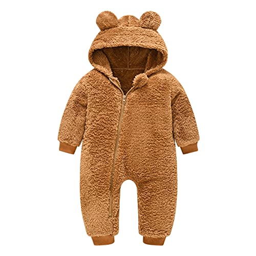 YWLINK Bebé Traje De Nieve Ropa De Invierno Footed Peleles NiñOs NiñAs CáLido Fleece Mameluco Con Capucha Mono CáLido Engrosado Chaqueta Con Cremallera De Oso De Dibujos Animados