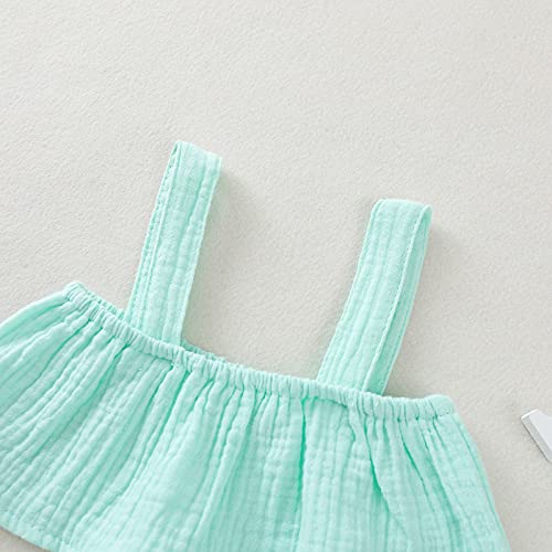 YWLINK Mono De Bebe Verano NiñAs Camiseta Sin Mangas Tapa De La Honda De Lino De Traje De Rastreo+Pantalones Cortos De Color Liso Moda Casual Lindo Vestido Bautizo Ropa De Bebe Regalo De CumpleañOs