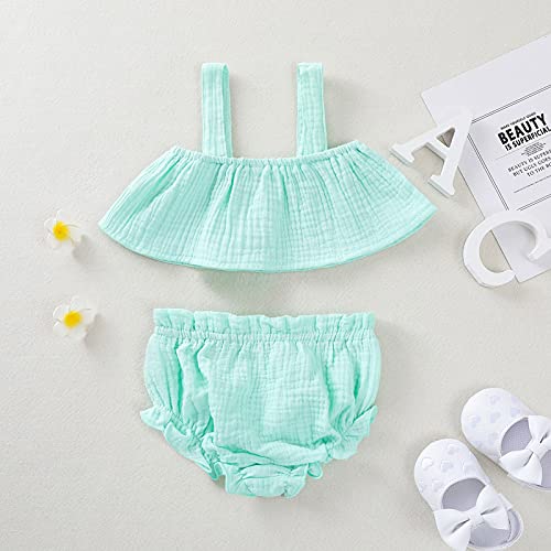 YWLINK Mono De Bebe Verano NiñAs Camiseta Sin Mangas Tapa De La Honda De Lino De Traje De Rastreo+Pantalones Cortos De Color Liso Moda Casual Lindo Vestido Bautizo Ropa De Bebe Regalo De CumpleañOs