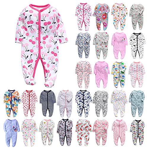 YWLINK Mono ReciéN Nacido Bebé Saco De Dormir con Pies Verano Pijama Manga Larga Mono Muselina De AlgodóN Transpirable Mamelucos Pijama Holgado con Pies Unisex 0-1 AñOs