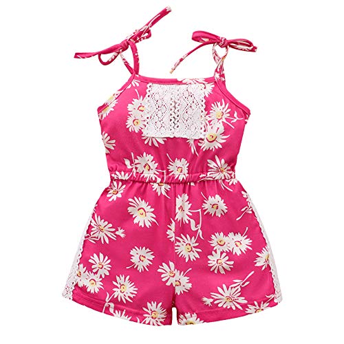 YWLINK NiñAs Ropa Conjuntos, Ropa De Bebé ReciéN Nacido NiñA AlgodóN Bowknot Casual Mono Mameluco Jumpsuit Traje Conjunto,Mono De Verano Sin Mangas con Estampado De Margaritas Y Encaje para NiñOs