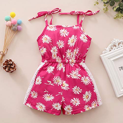 YWLINK NiñAs Ropa Conjuntos, Ropa De Bebé ReciéN Nacido NiñA AlgodóN Bowknot Casual Mono Mameluco Jumpsuit Traje Conjunto,Mono De Verano Sin Mangas con Estampado De Margaritas Y Encaje para NiñOs