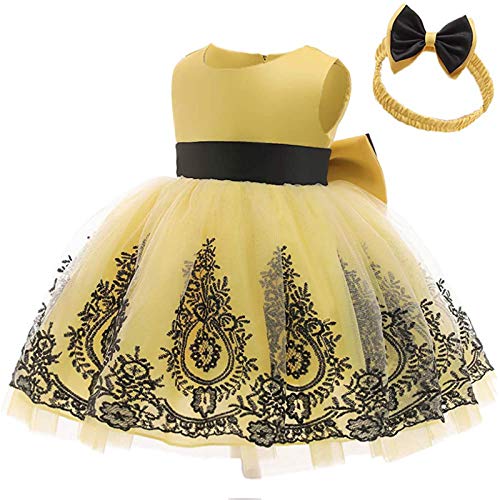 YWLINK Vestido De Tul De Manga Larga De La Boda De La Dama De Honor De La Princesa De Las Muchachas del Bebé PequeñOs Vestido De Princesa Vestido Coreanos Vestido De Lazo De Encaje con Diadema