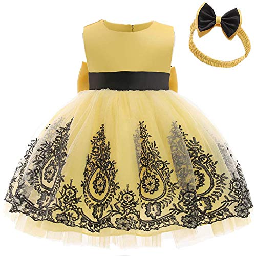 YWLINK Vestido De Tul De Manga Larga De La Boda De La Dama De Honor De La Princesa De Las Muchachas del Bebé PequeñOs Vestido De Princesa Vestido Coreanos Vestido De Lazo De Encaje con Diadema