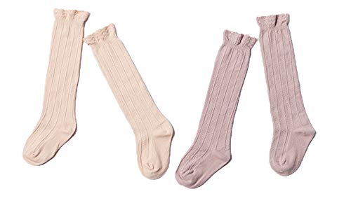 Z-Chen Calcetines hasta la Rodilla para Bebé Niña （Pack de 5 Pares）, 1-3ños ( Atamaño de fabricante M)