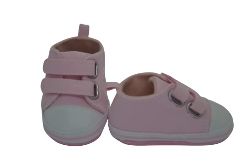 Zapatillas de bebe personalizadas con nombre - Zapatos bebé de lona estilo casual - Regalo bebe personalizado - Zapatos de 0 a 6 Meses (05. ROSA CON NOMBRE, 18)