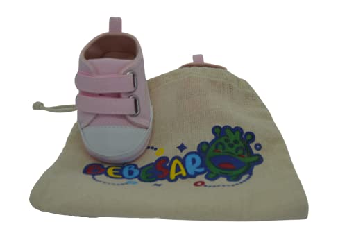 Zapatillas de bebe personalizadas con nombre - Zapatos bebé de lona estilo casual - Regalo bebe personalizado - Zapatos de 0 a 6 Meses (05. ROSA CON NOMBRE, 18)