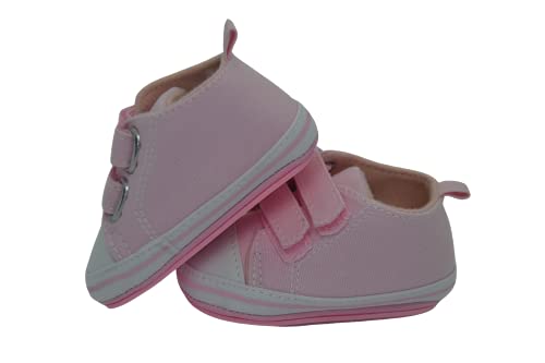 Zapatillas de bebe personalizadas con nombre - Zapatos bebé de lona estilo casual - Regalo bebe personalizado - Zapatos de 0 a 6 Meses (05. ROSA CON NOMBRE, 18)