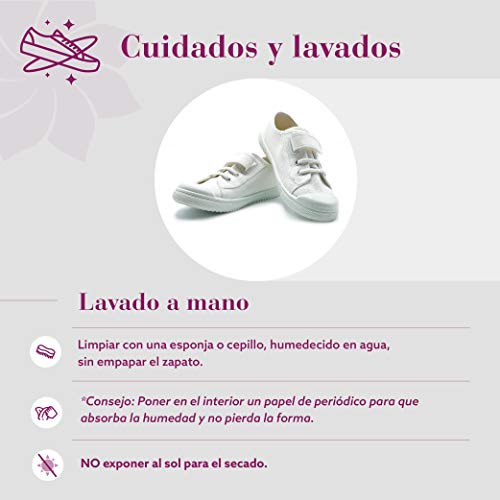 Zapatillas de Lona para niña y niño/Bambas Infantiles con aromaterapia antimosquitos/Calzado Infantil con Cierre de Velcro y Cordones elásticos/fabricacion en España (Blanco Liso, Numeric_35)